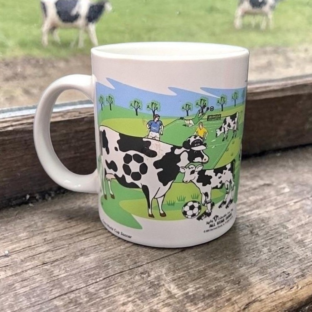 All Star Cows‎ Coffee Cup, Vintage 2004 Collectible World Cup Soccer, Drinkware